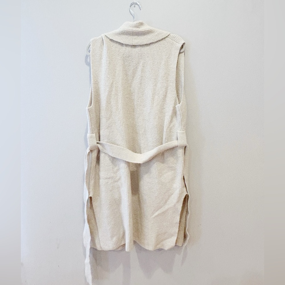 LOFT Beige Knit wool Cardigan with Belt XXL - Picture 2 of 11